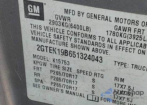 2005 GMC Sierra 1500 Sle from USA, damaged, VIN 2GTEK19B651324043